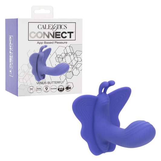 CalExotics Connect Venus Butterfly, Wearable APP Remote Control Vibrator for Women, 9 Modes & Waterproof Silicone - SE-0001-12-3