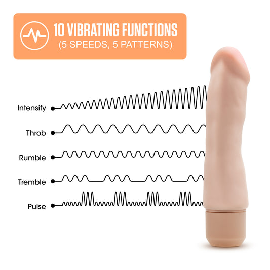 Blush Novelties Dr. Skin - 7 Inch Silicone Vibrating Dildo | Flexible Shaft Flexishaft | 10 Vibration Modes | Realistic G-Spot & P-Spot Stimulator | IPX7 Waterproof | Adult Sex Toy for Women & Men