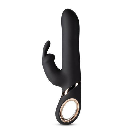 Blush Victoria 9" Black Rabbit Vibrator, 3 Motors with Reversible Gyrating & 13 Vibration Functions, Platinum Cured Silicone Internal & External Stimulator, USB Charge, IPX7, Adult Sex Toys for Women