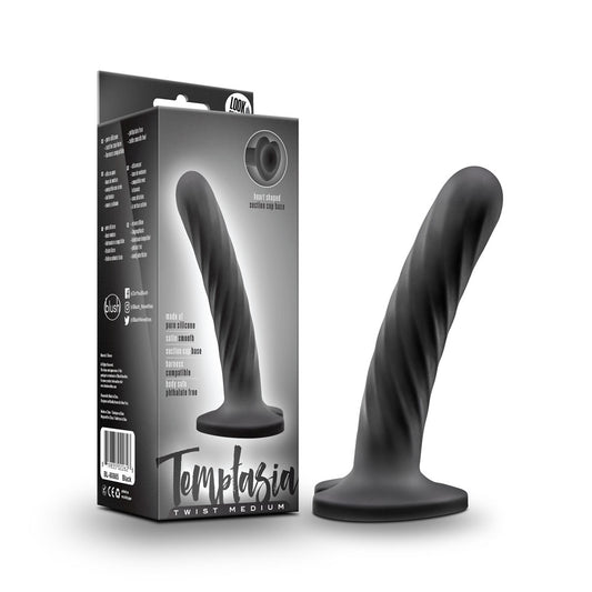 Blush 5.5" Temptasia Twist Slim Silicone Dildo, 1" Wide Realistic Swirl Cock, Suction Cup, Harness Compatible, Beginner-Friendly Vagina, Anal, Pegging Adult Sex Toy for Women, Men, Couples - (Black)