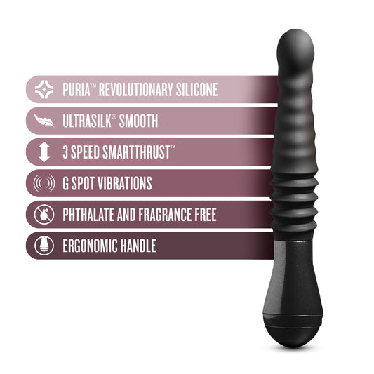 Blush Novelties Temptasia Lazarus Thrusting Silicone Dildo - for G Spot, P Spot Stimulation - Soft Puria Silicone - UltraSilk Smooth - 3 Powerful Speed Settings - Long Ergonomic Handle - Sex Toy