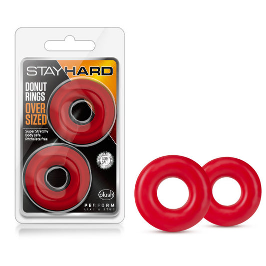 Blush Novelties Stay Hard Oversized Donut Cock Rings - Soft, Stretchy Penis Ring for Men - Boost Stamina, Last Longer, Bigger Erections - Supports ED - Male Performance Enhancer Adult Sex Toys