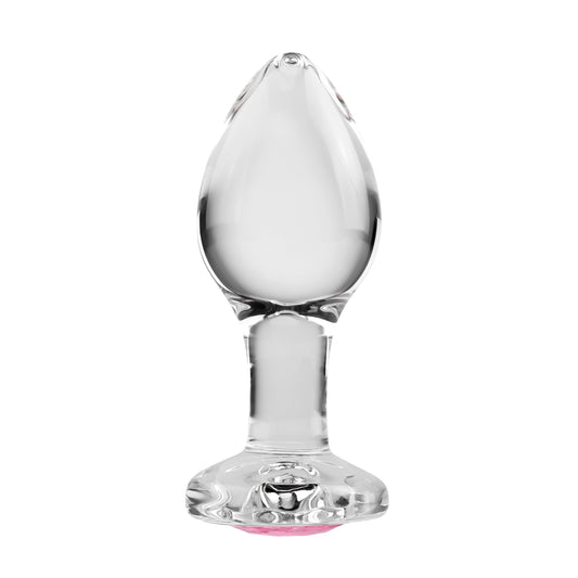 Adam & Eve Pink Gem Glass Plug - Medium