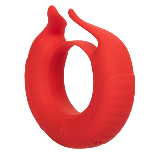 CalExotics Silicone Rechargeable Taurus Enhancer – 12 Function Rechargeable Pleasure Ring – Waterproof Massager Sex Toy for Couples – Red