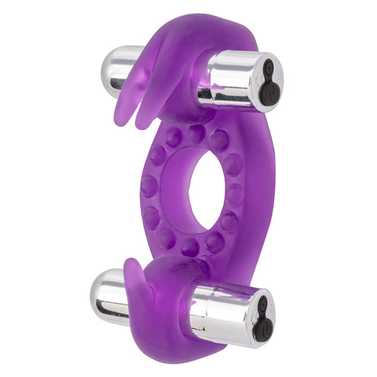 CalExotics Wireless Rockin’ Rabbit - Double Vibrating Bullet - Waterproof Pleasure Ring - Silicone Sex Toy For Couples - Clitoral Massager - Purple