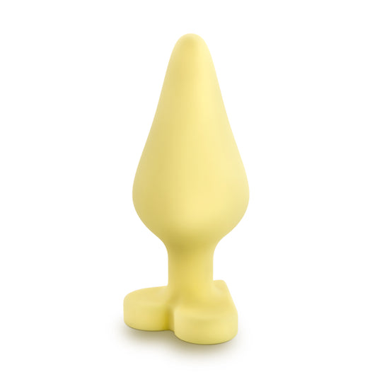 Blush Naughty Candy Heart - 3.5" Satin Smooth Silicone Anal Plug - Heart Shaped Bottom Butt Plug Spank Me Erotic Message -Sleek Beginner Anal Trainer - Adult Sex Toys for Women Men Couples - Yellow