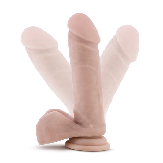 Blush Novelties Dr. Skin Plus - 8 Inch Realistic Posable Dildo with Balls - Suction Cup Base for Hands Free Play and Harness Compatible - Triple Density and Flexible Sex Toy (for Him Her Couples)