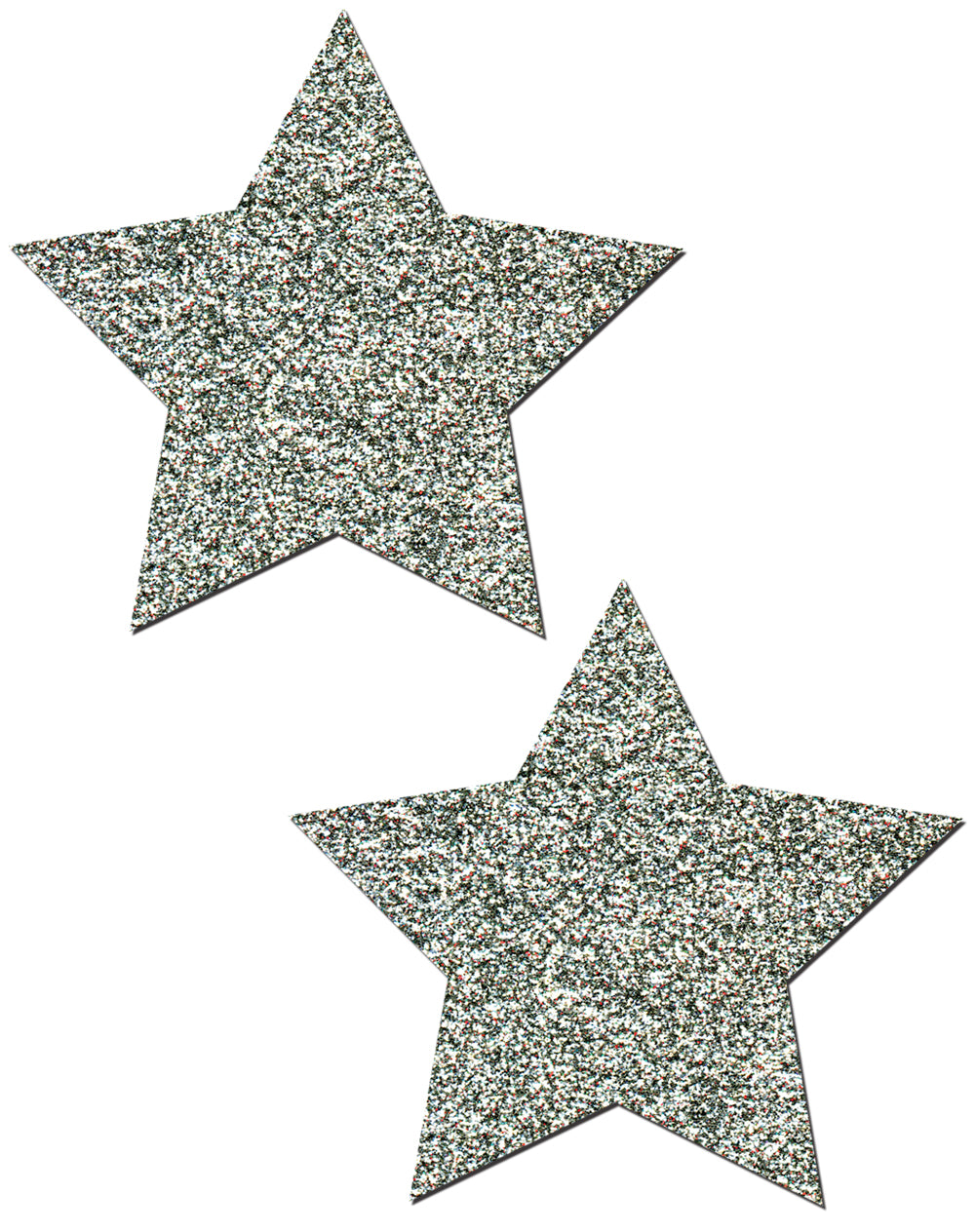 Pastease Silver Glitter Star Nipple Pasties, O/s