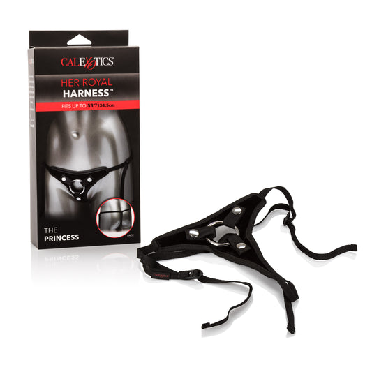 CalExotics Her Royal Harness The Princess – Premium Adjustable BDSM Probe Strap On Thong Harness – Sex Toys for Couples and Women - Black