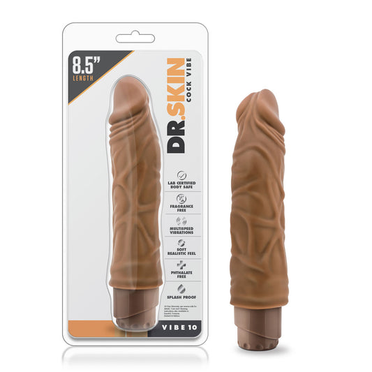Blush Dr. Skin 8.5" Realistic Vibrating Dildo, FlexiShaft Multispeed G-Spot Vibrator, Twist-Dial, IPX7 PVC, Deep Anal & Vagina Pleasure Cock Vibe 10 - Adult Sex Toy Penis for Women & Couples - (Mocha)