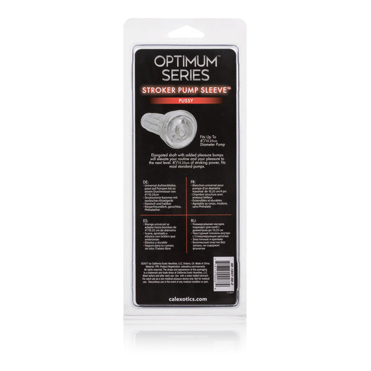 CalExotics Optimum Series Stroker Pussy Pump Sleeve - Male Silicone Masturbation Sleeve - 6.25 Inch Adult Masturbator Sex Toy – Clear, 1 Count
