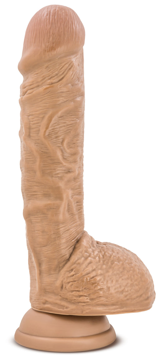 Blush Novelties Au Naturel Big Billy Realistic 9 Inch Suction Cup Harness Compatible FlexiShaft Sensa Feel Dildo Sex Toy for Men Women Couples Mocha