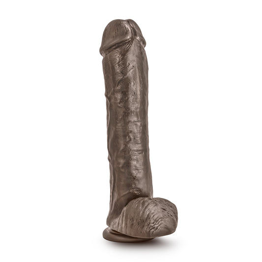 Blush Dr. Skin Mr. Savage 11.5" Realistic Dildo w/Balls - Huge Thick Lifelike Penis, 9" Insertable, Suction Cup, Harness Compatible, Soft PVC - Adult Sex Toy for Women, Men, & Couples - (Chocolate)