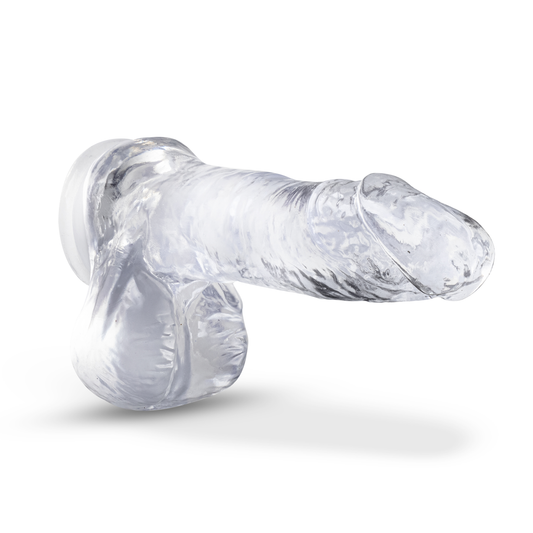 Blush Novelties B Yours Plus Ram nâ€™ Jam - Realistic 8 Inch Crystal Clear Soft Dildo - Powerful Suction Cup Base for Hands Free Play - Harness Strap On Compatible - Sex Toy for Her Him Couples