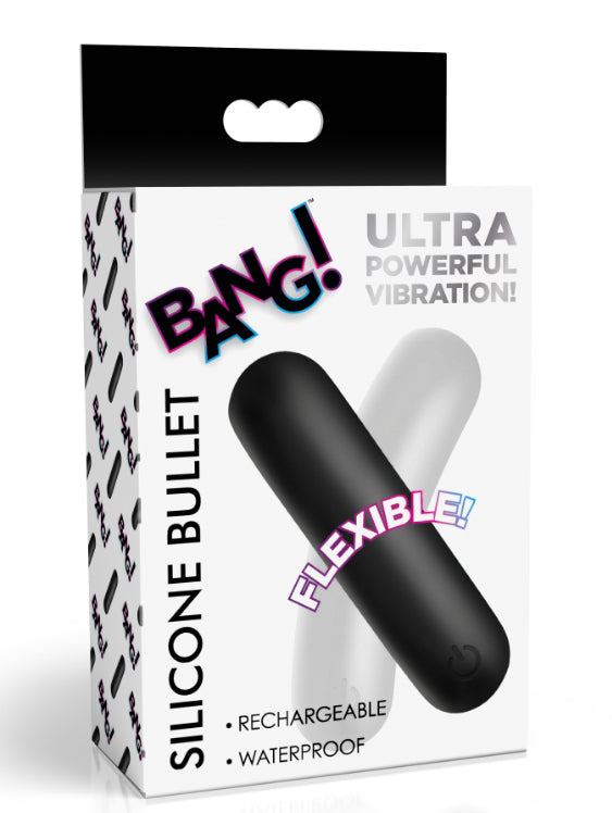 Bang! Flexible Silicone Bullet for Beginners, Women & Couples. Flexible and Powerful Vibes. Premium Silicone. Waterproof and Rechargeable. 2 Pieces, Black.