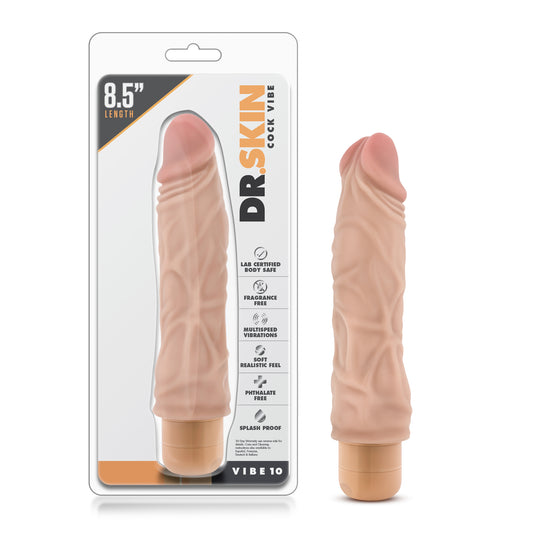 Blush Adult Sex Toys - Dr. Skin Vibe 10 Realistic Vibrating Dildo - 8.5" FlexiShaft Multispeed G-Spot Vibrator Penis - Twist-Dial Waterproof Cock for Anal & Vaginal Pleasure - Women & Couples - Beige