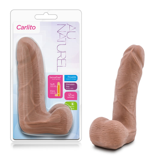 Blush Au Naturel Carlito - 5.5 Inch Realistic Sensa Feel Dual Density Dildo - Flexible Shaft Harness Compatible Suction Cup Penis for Anal Vaginal Play - Adult Sex Toys for Women Men Couples - Latin