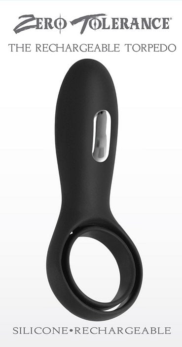 Evolved Novelties Zero Tolerance Vibrating Rechargeable Cock Ring Torpedo, Black